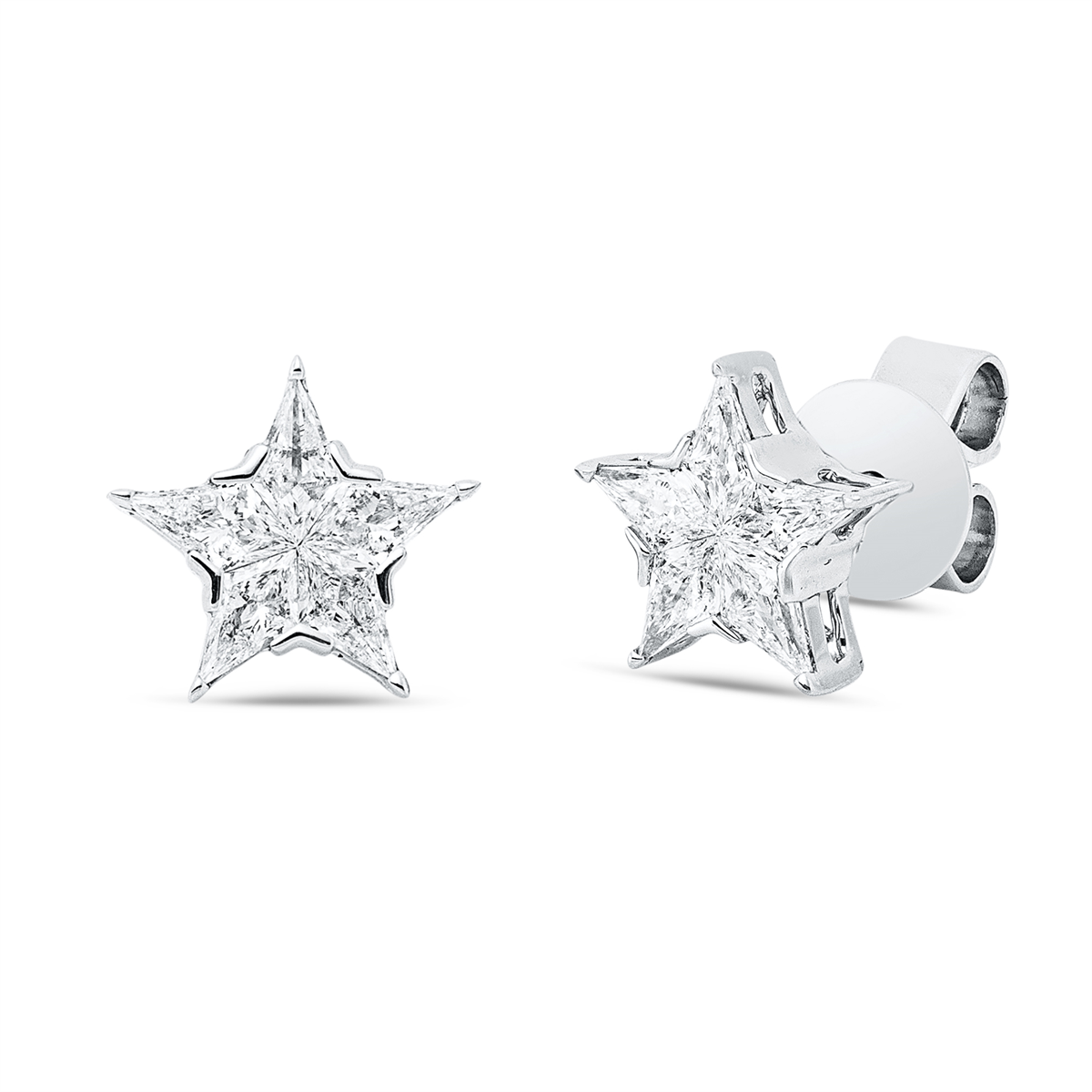 fantasy-cut illusion classic studs in white gold