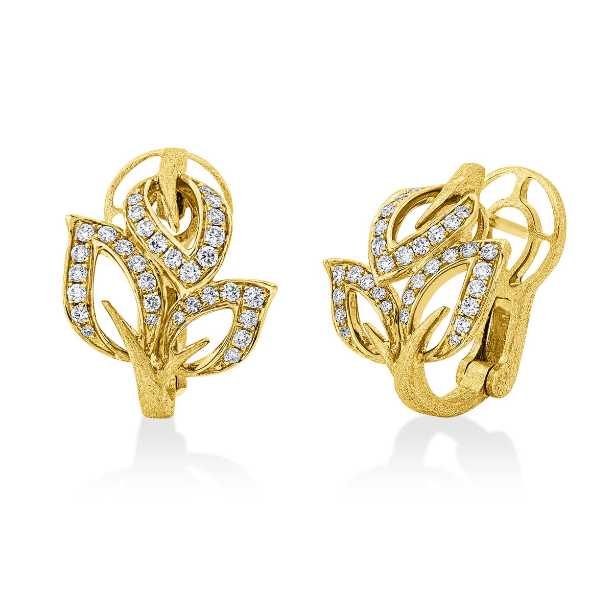 diamond full cut modern woman earrings in yellow gold