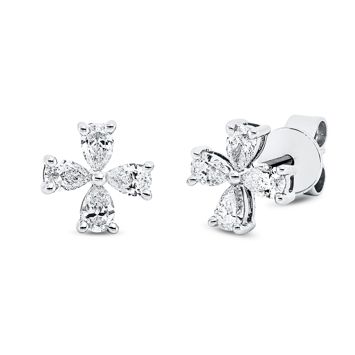 pear shape modern woman studs in white gold