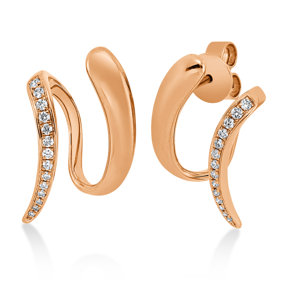 diamond full cut modern woman studs in red gold