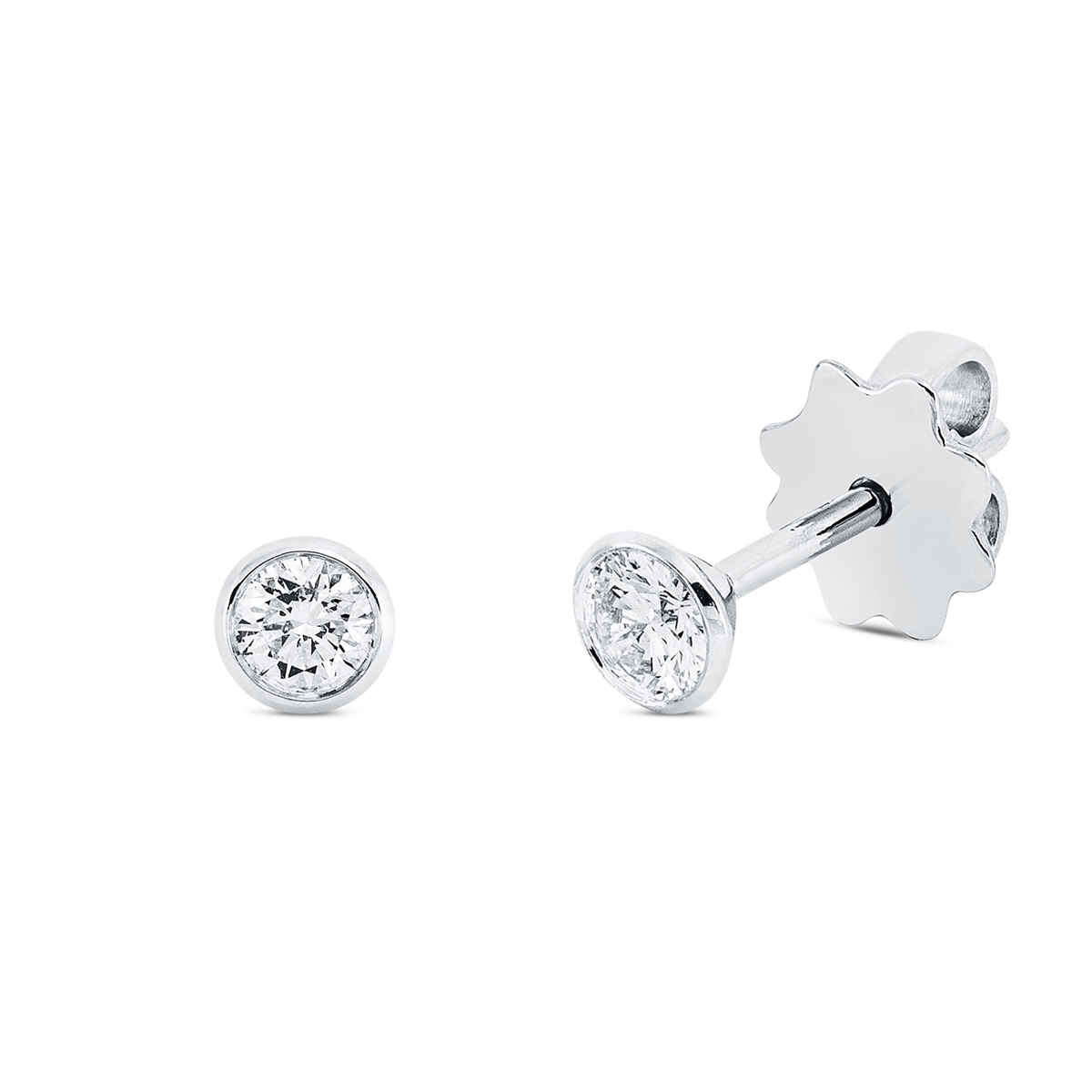diamond full cut solitaire studs in white gold