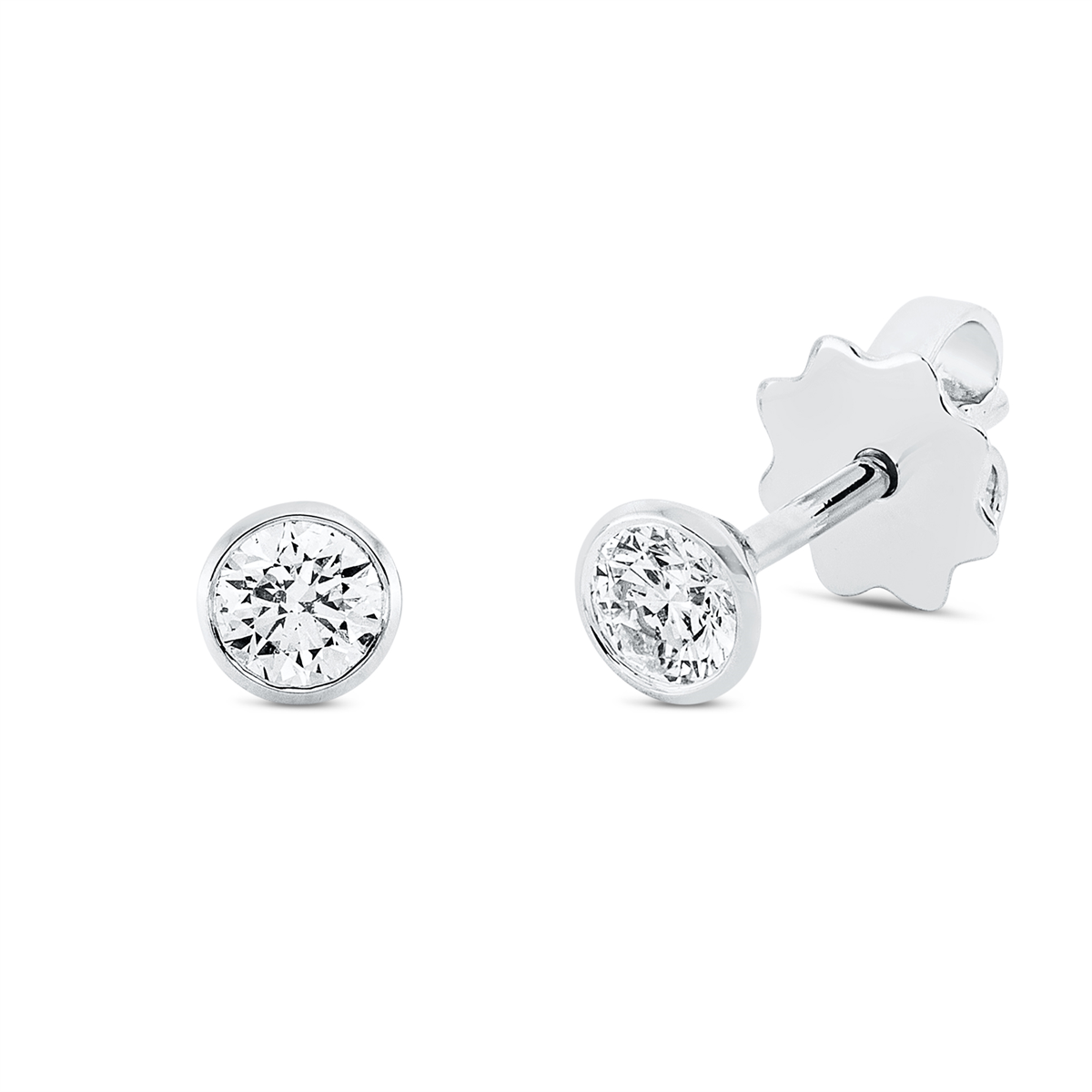 diamond full cut solitaire studs in white gold