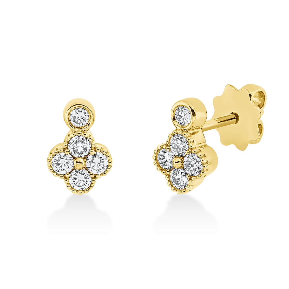 diamond full cut modern woman studs in yellow gold