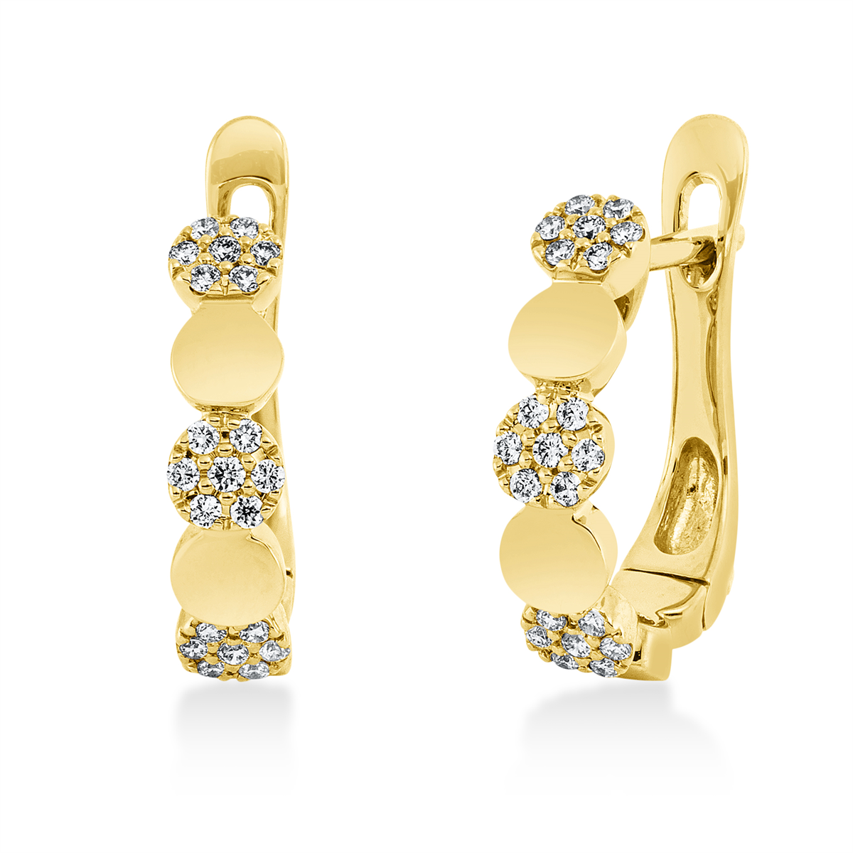 diamond full cut modern woman hoops & huggies in yellow gold