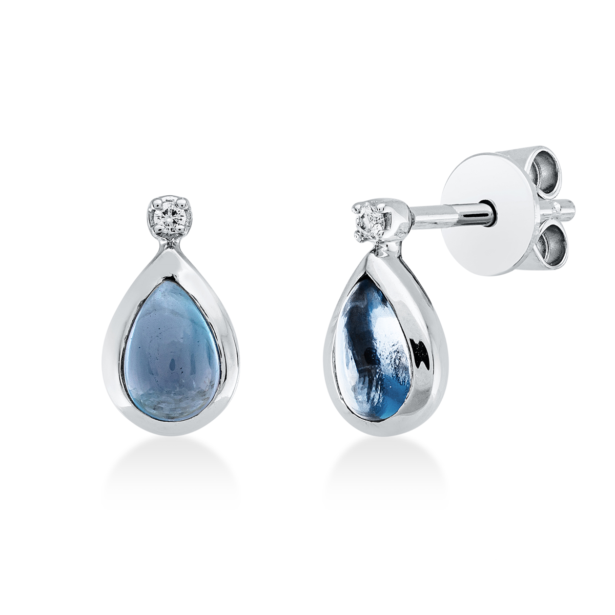 diamond full cut topaz colored stone fashion studs in white gold