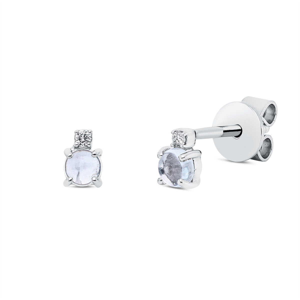diamond full cut topaz colored stone fashion studs in white gold