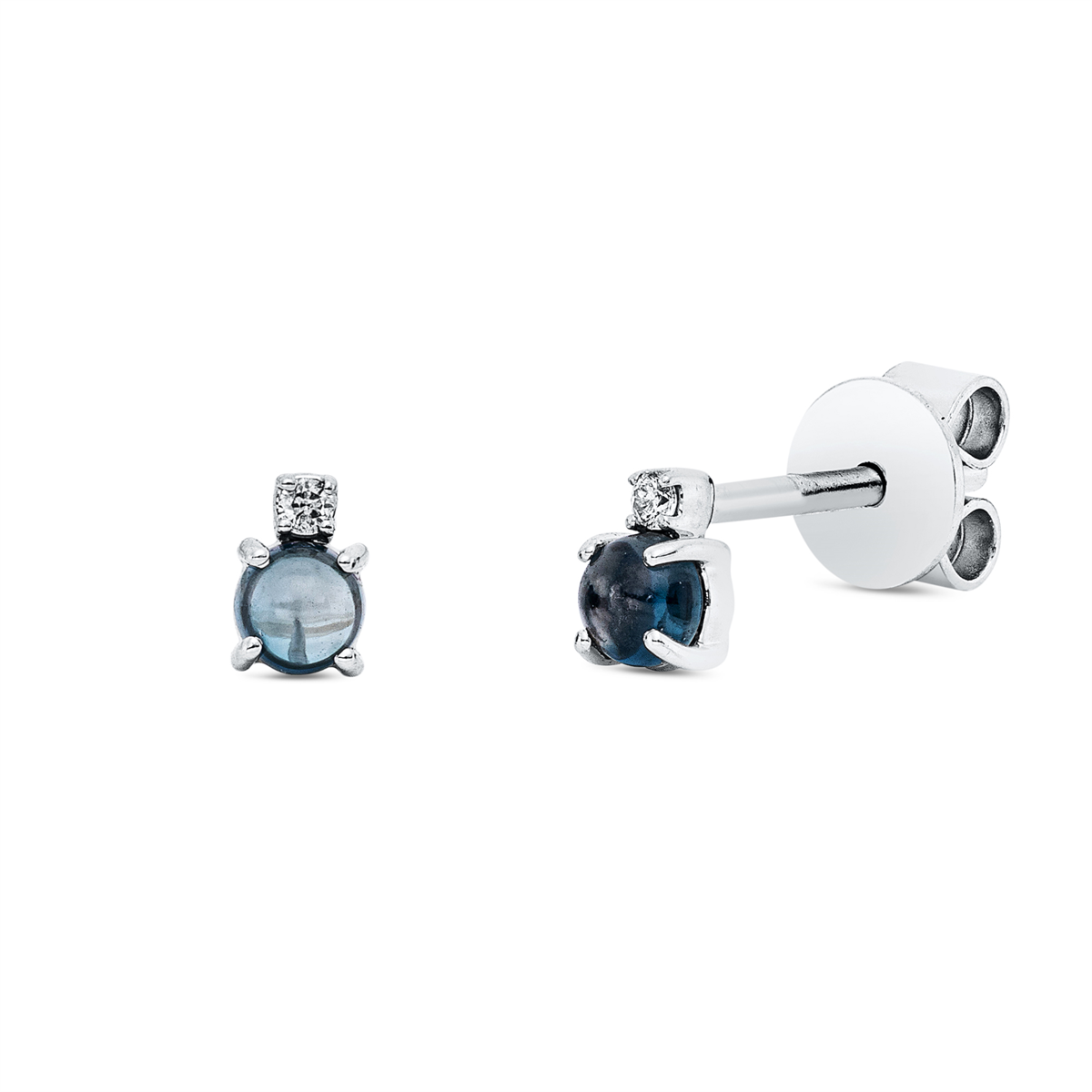 diamond full cut topaz colored stone fashion studs in white gold
