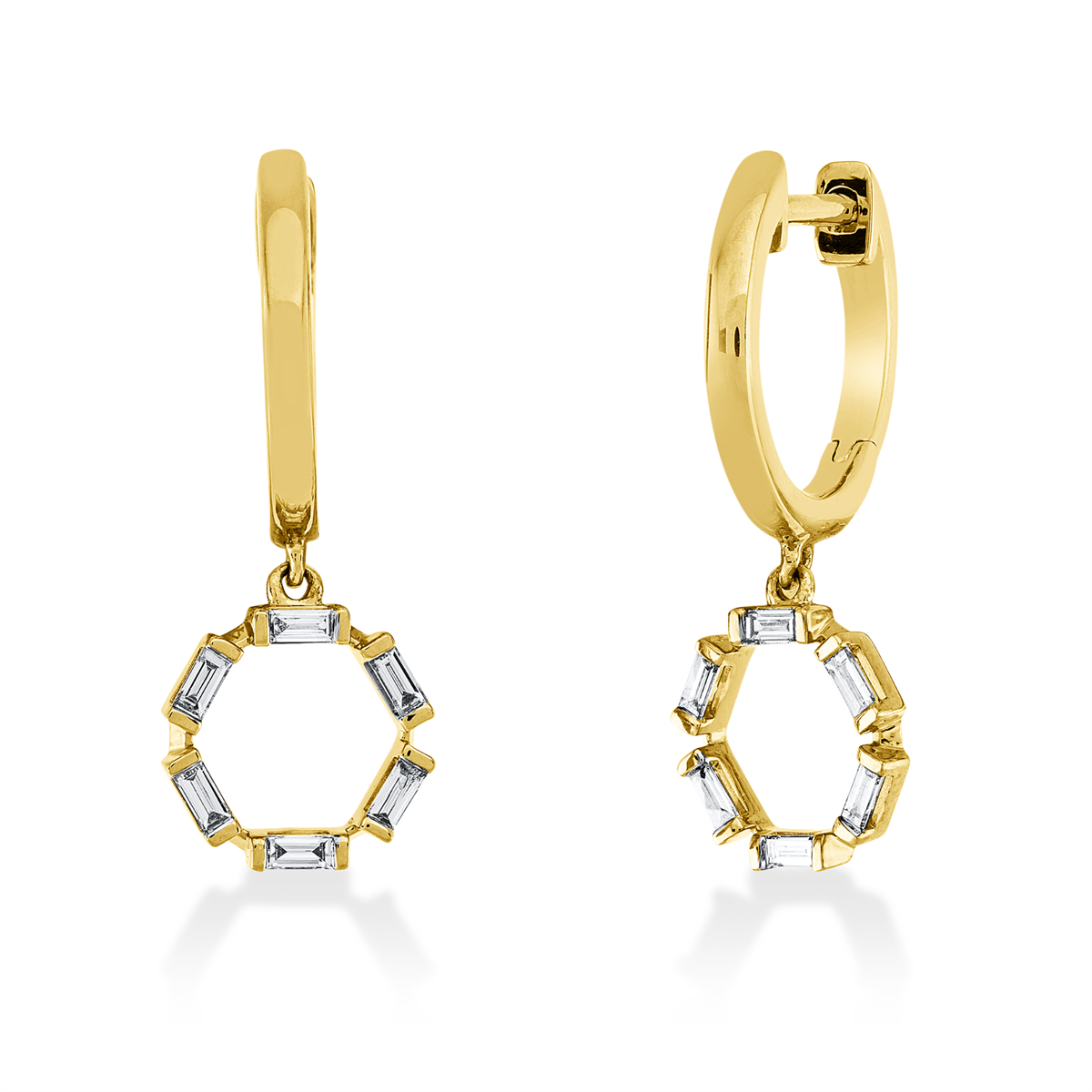 baguette baguette earrings in yellow gold