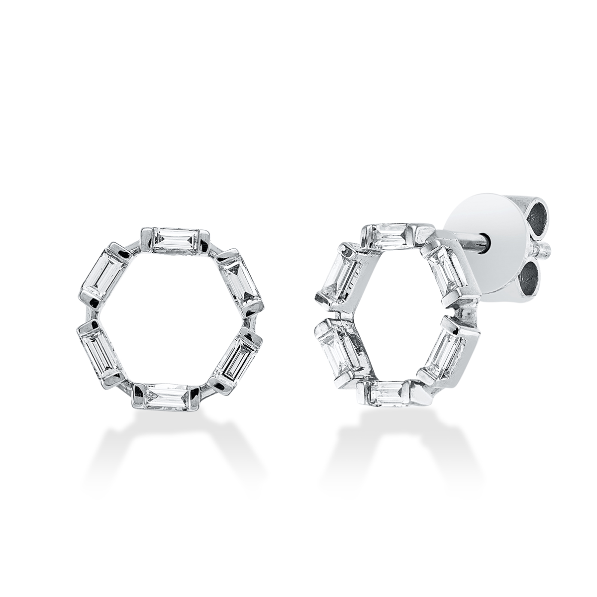 baguette baguette studs in white gold