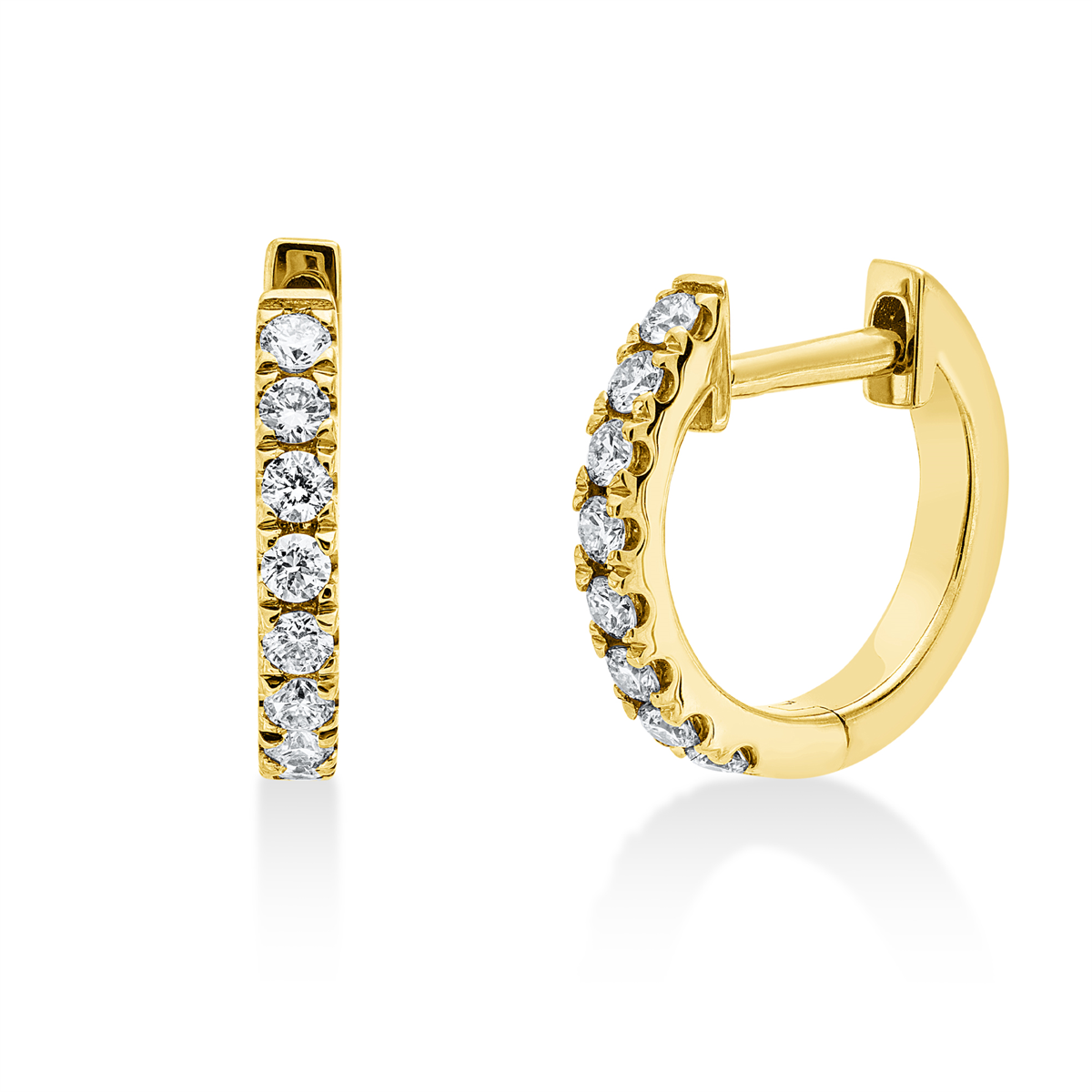 diamond full cut modern woman hoops & huggies in yellow gold