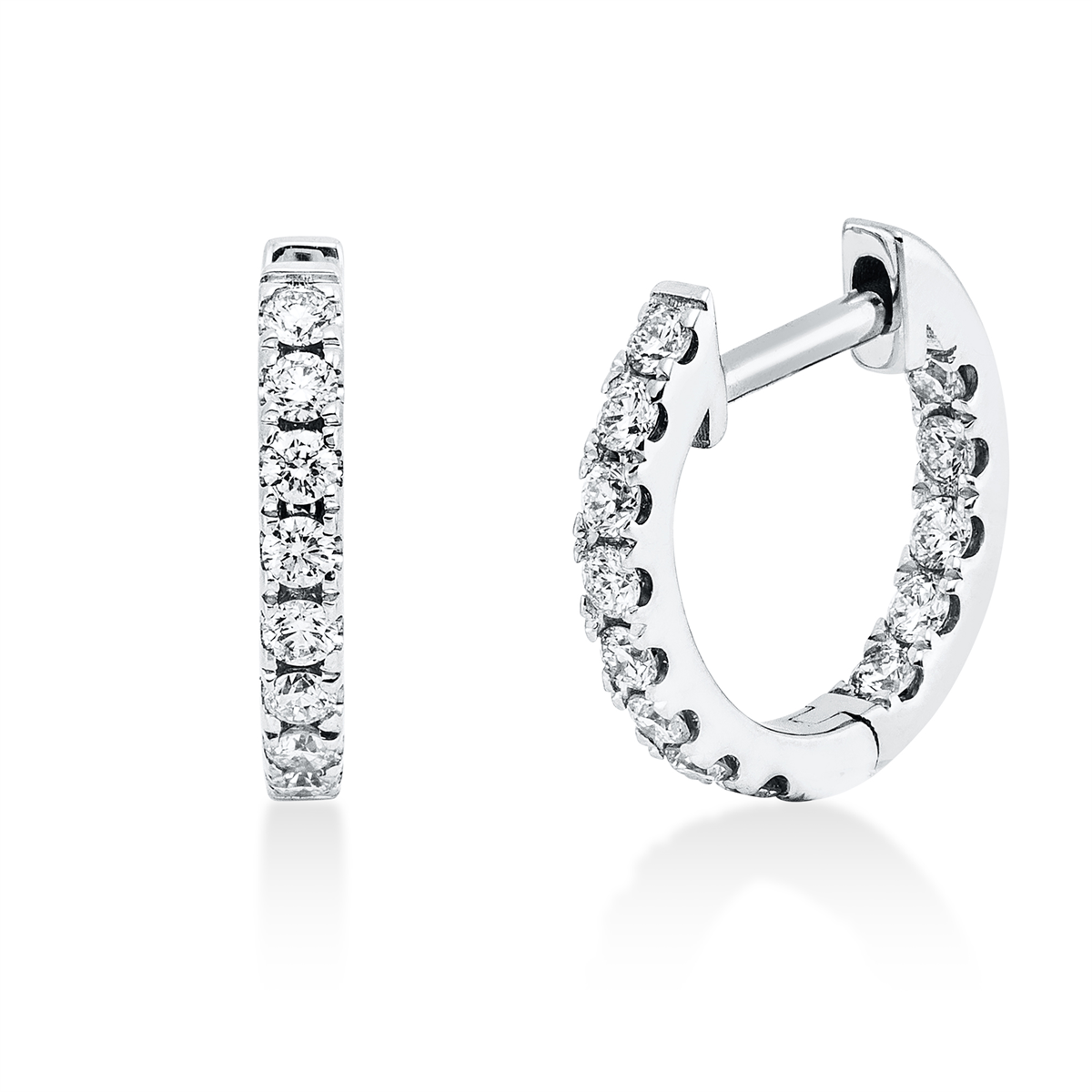 diamond full cut modern woman hoops & huggies in white gold