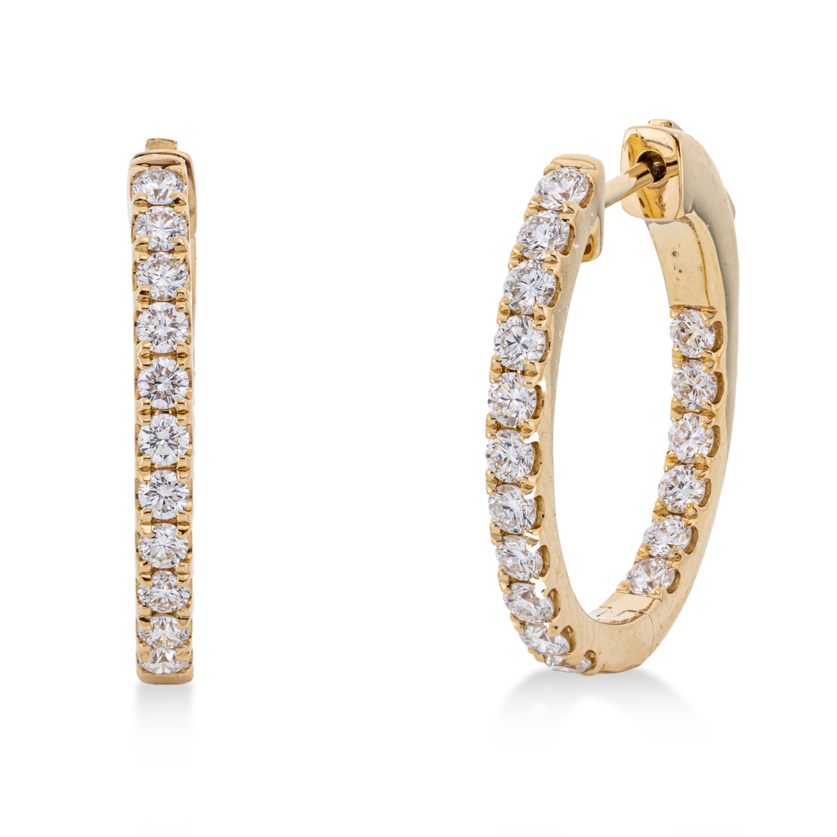 diamond full cut modern woman hoops & huggies in yellow gold