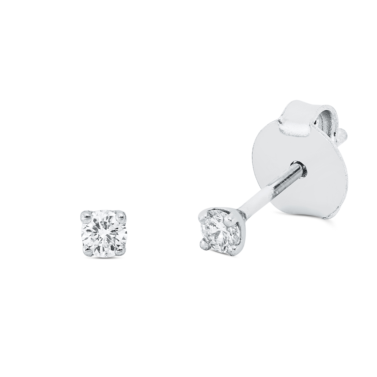 diamond full cut solitaire studs in white gold