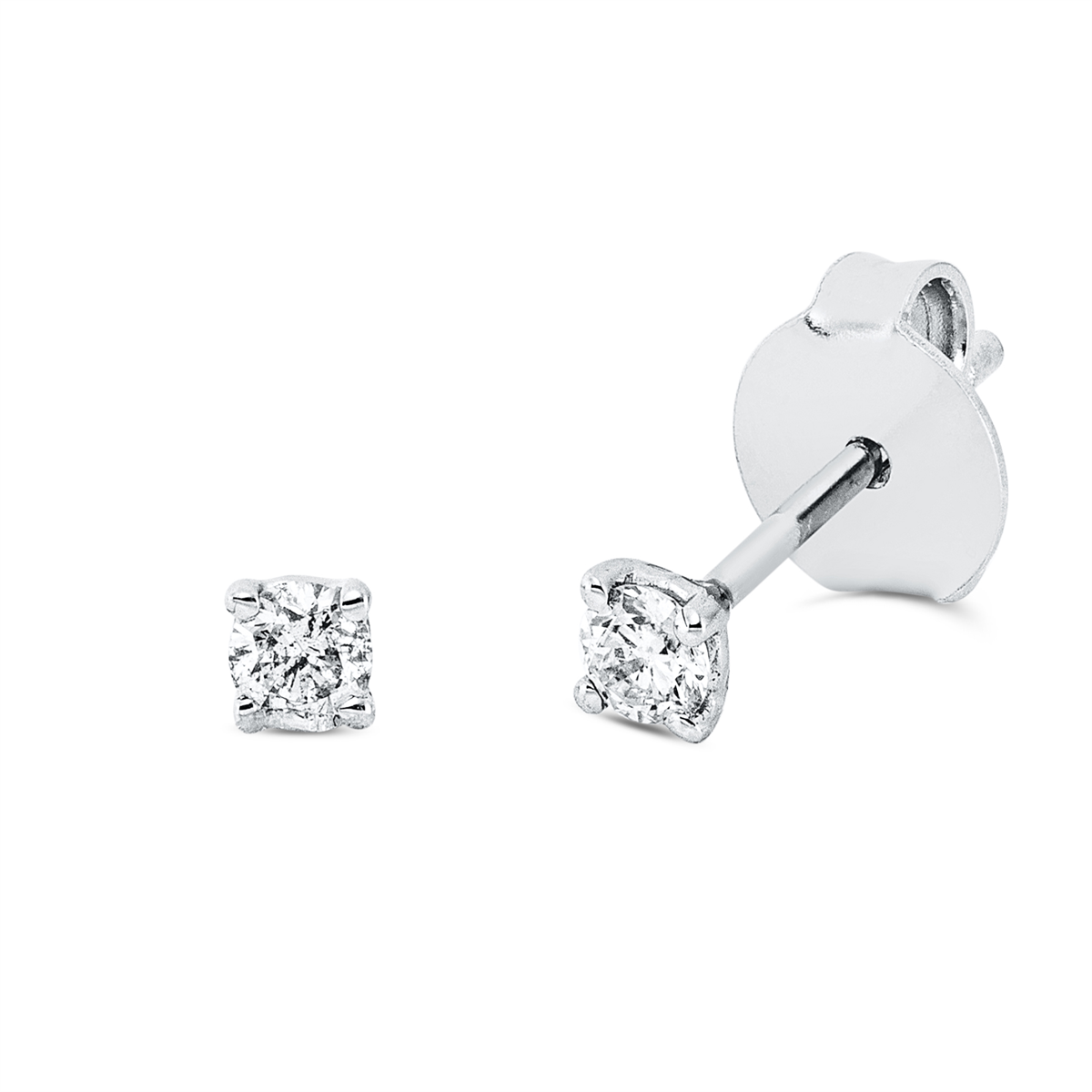 diamond full cut solitaire studs in white gold