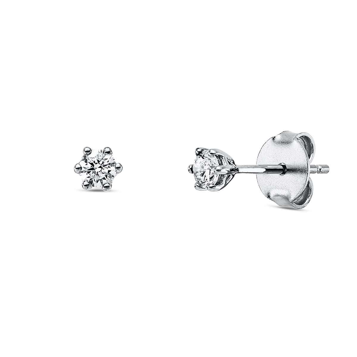 diamond full cut solitaire studs in white gold