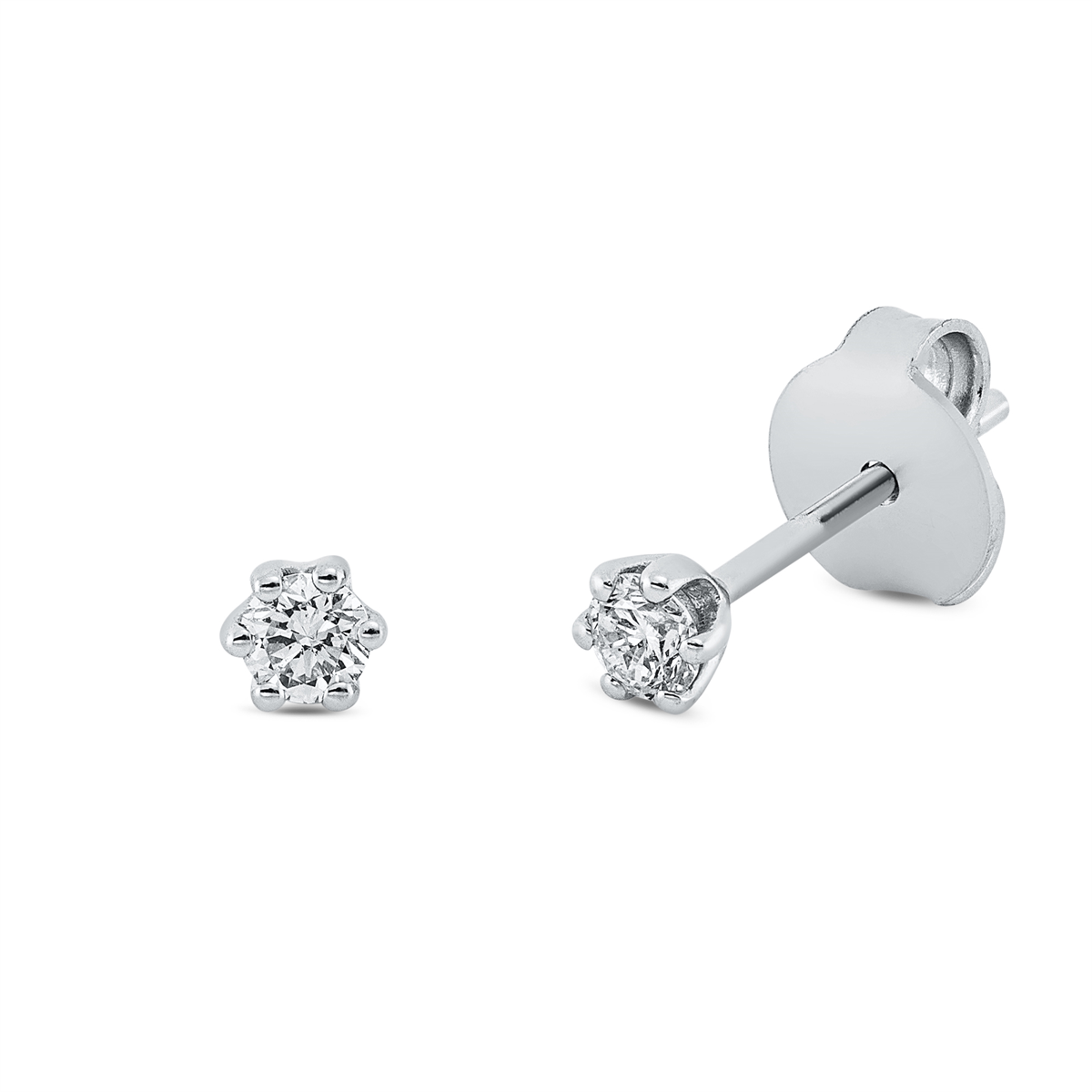 diamond full cut solitaire studs in white gold