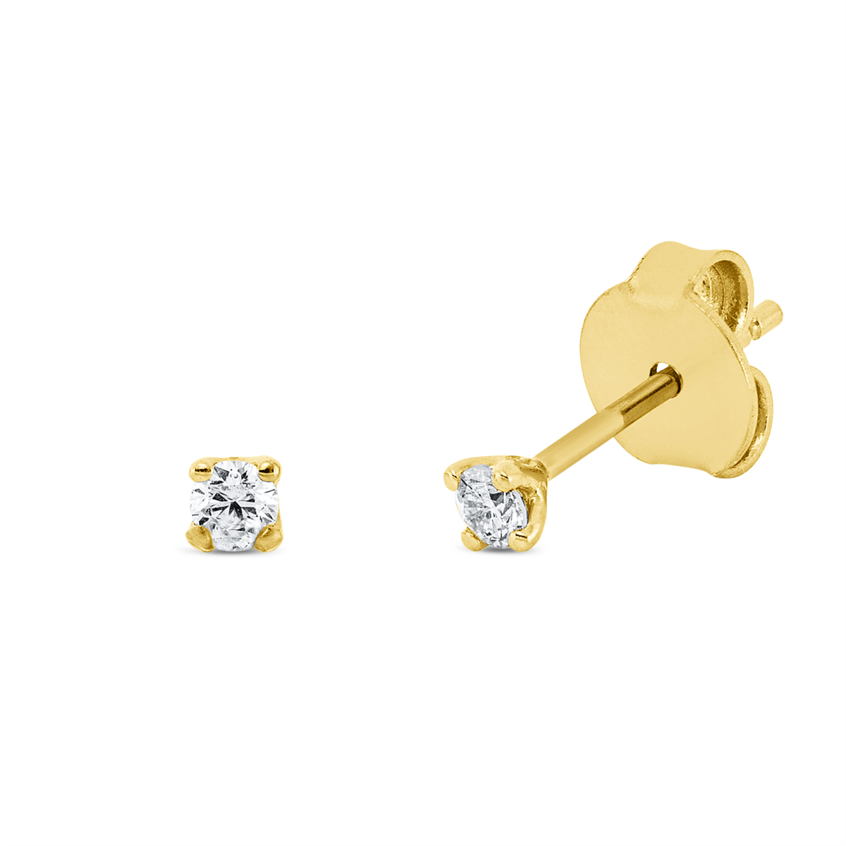 diamond full cut solitaire studs in yellow gold