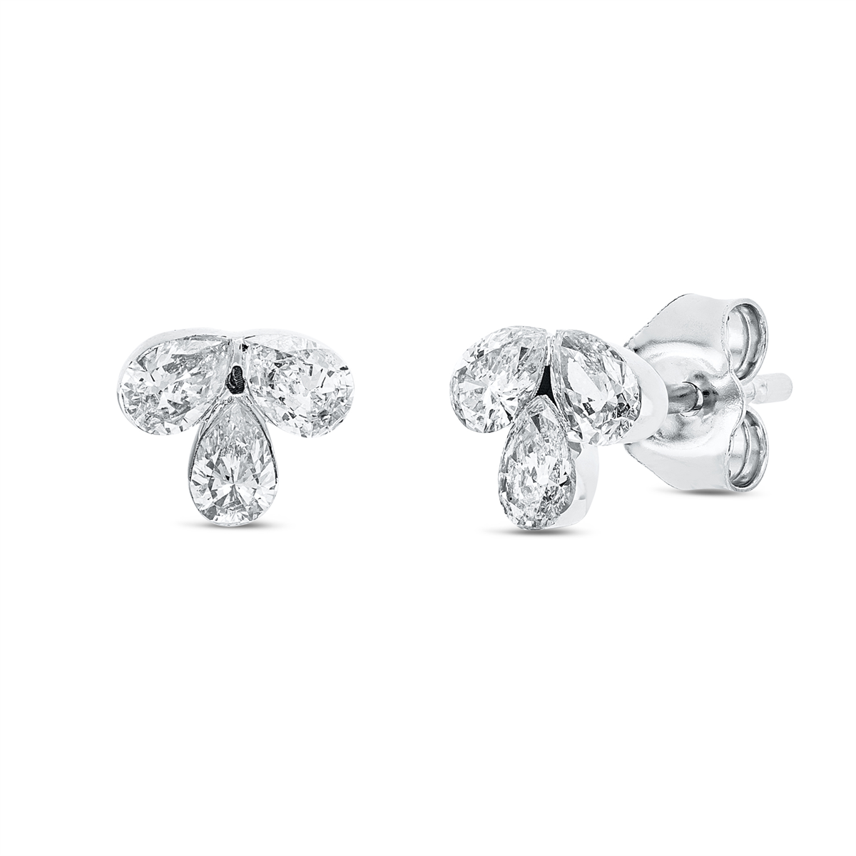 pear shape modern woman studs in white gold