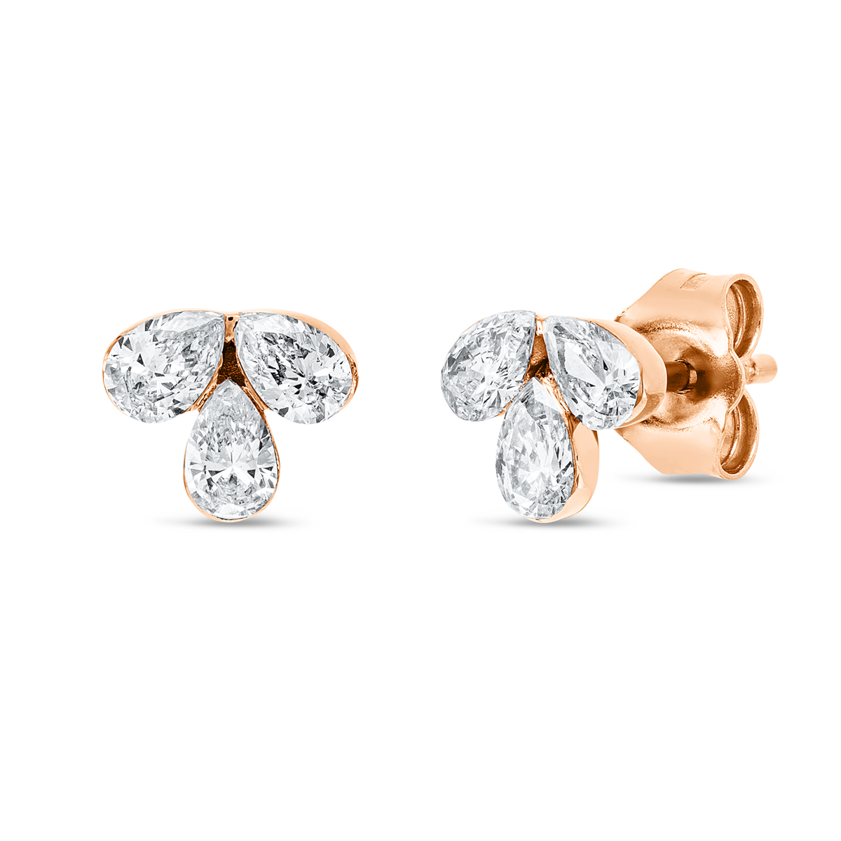 pear shape modern woman studs in red gold