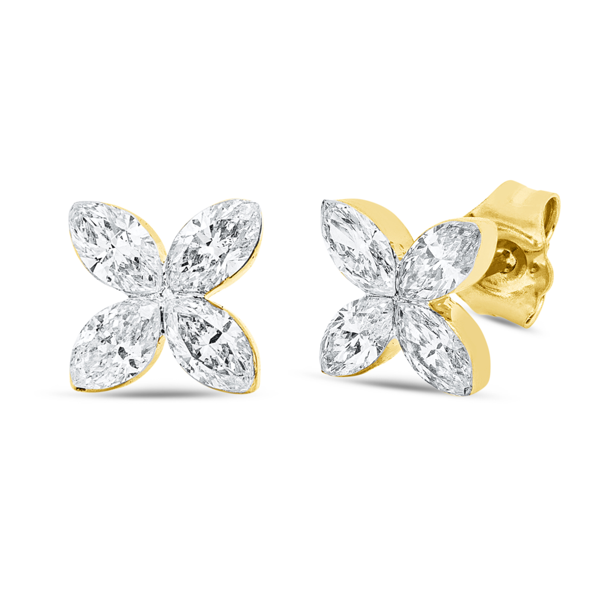 marquise modern woman studs in yellow gold