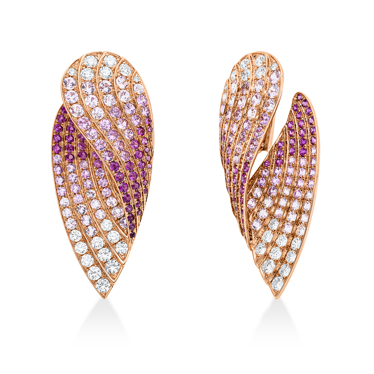 diamond full cut sapphire colored stone classic earrings in red gold