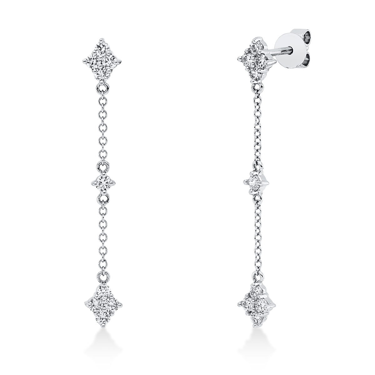 diamond full cut modern woman earrings in white gold