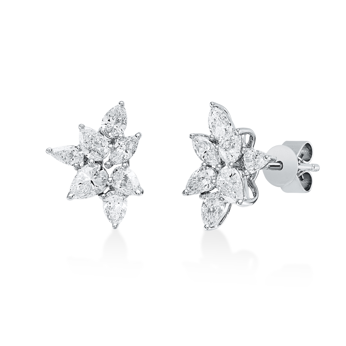 pear shape modern woman studs in white gold