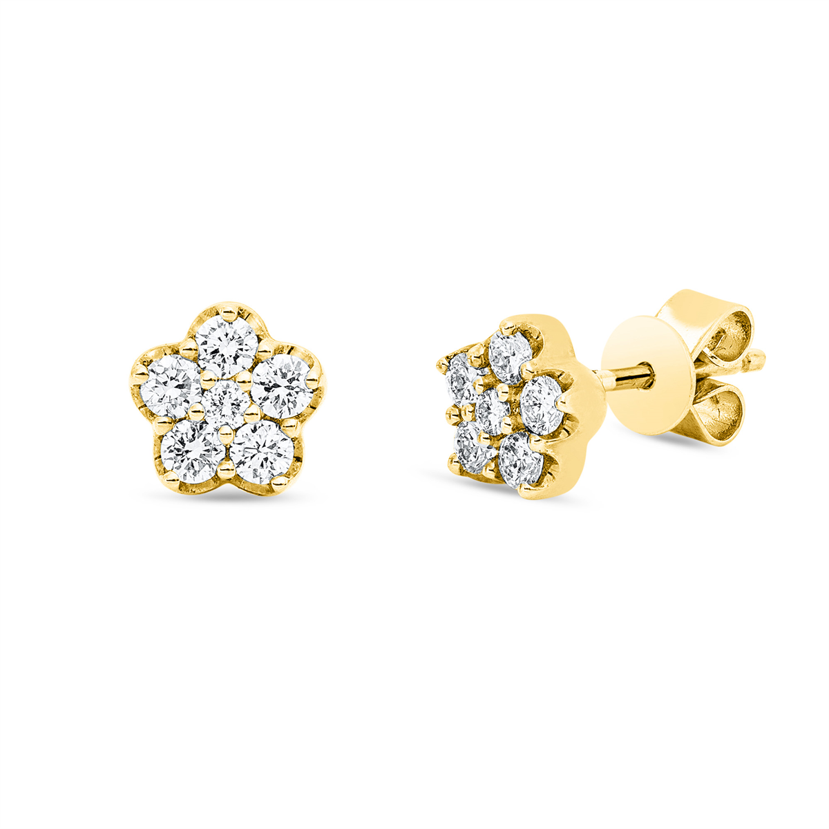 diamond full cut illusion classic studs in yellow gold