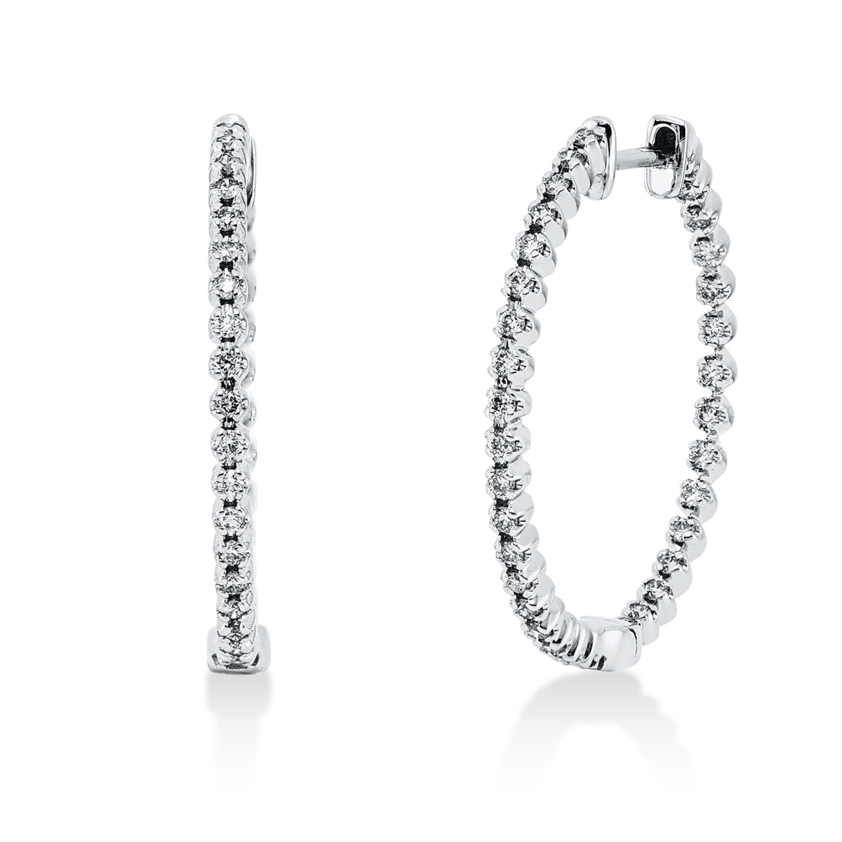 diamond full cut modern woman hoops & huggies in white gold