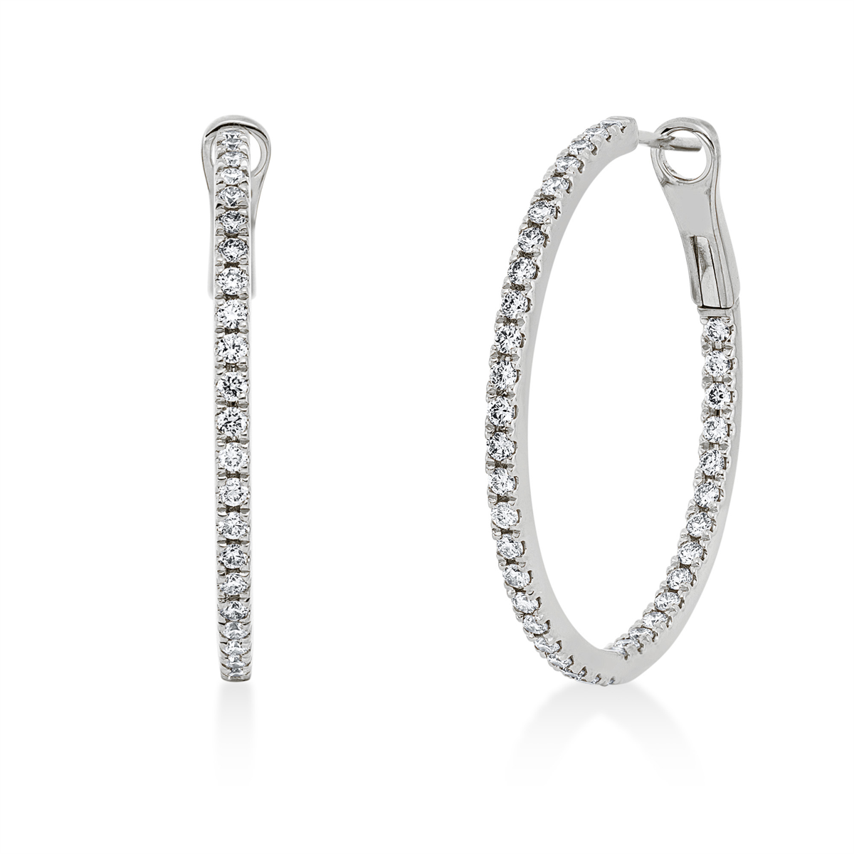 diamond full cut modern woman hoops & huggies in white gold