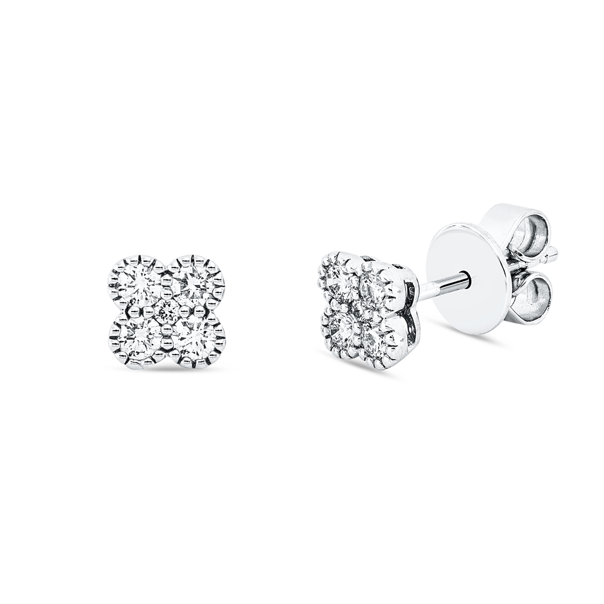 diamond full cut illusion classic studs in white gold