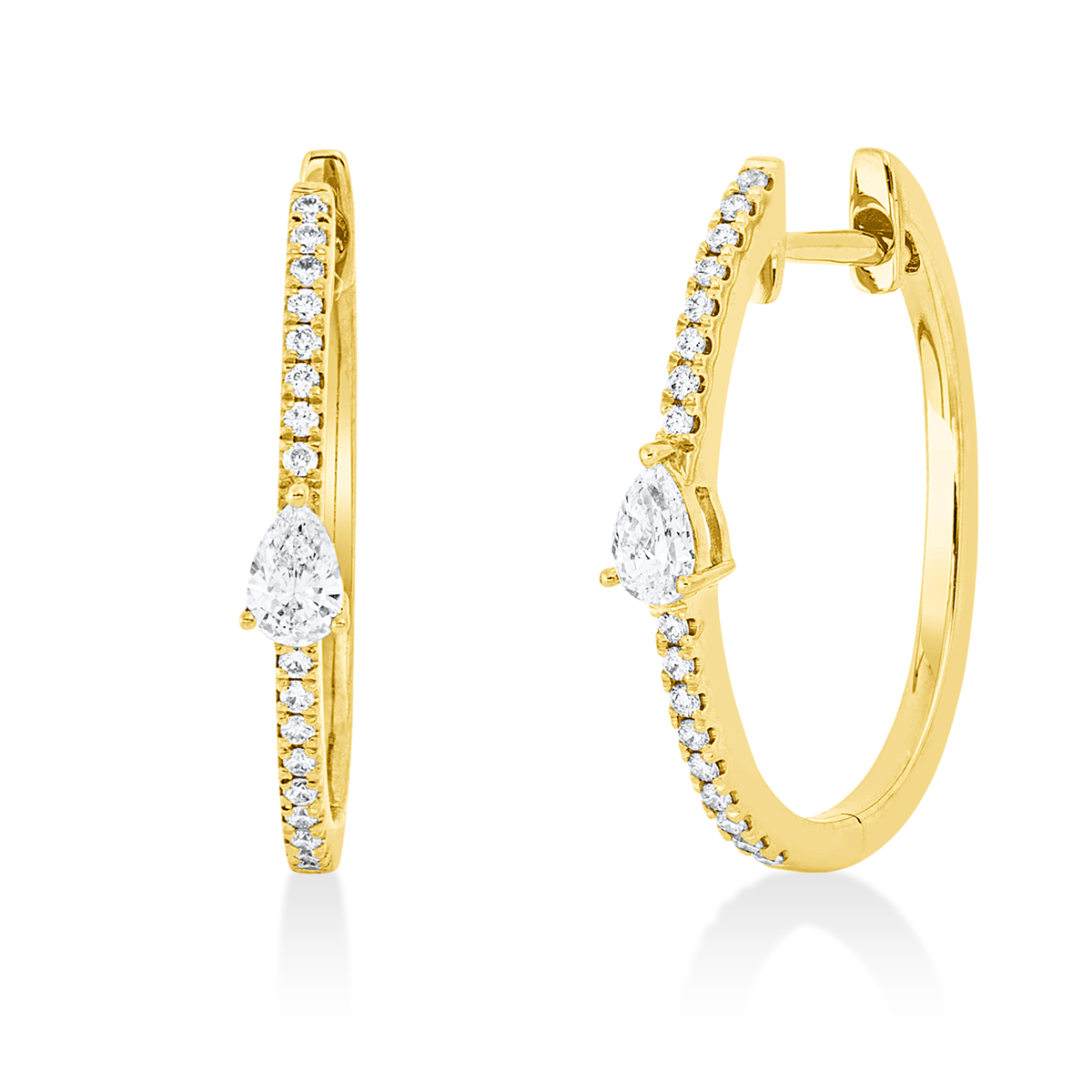 diamond full cut modern woman hoops & huggies in yellow gold