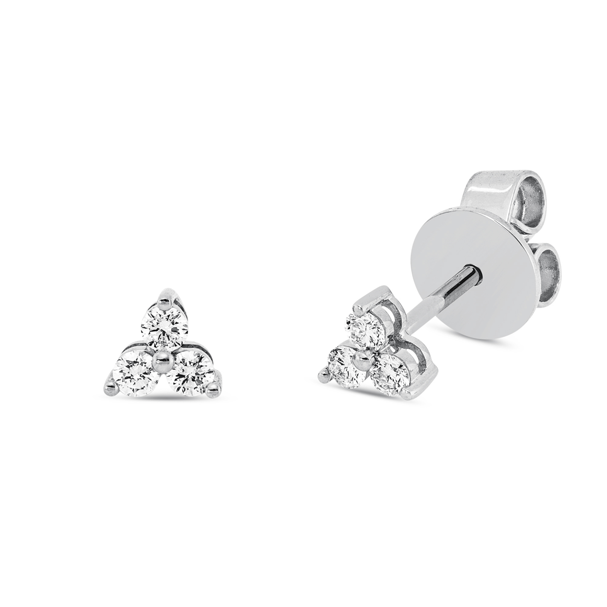 diamond full cut modern woman studs in white gold