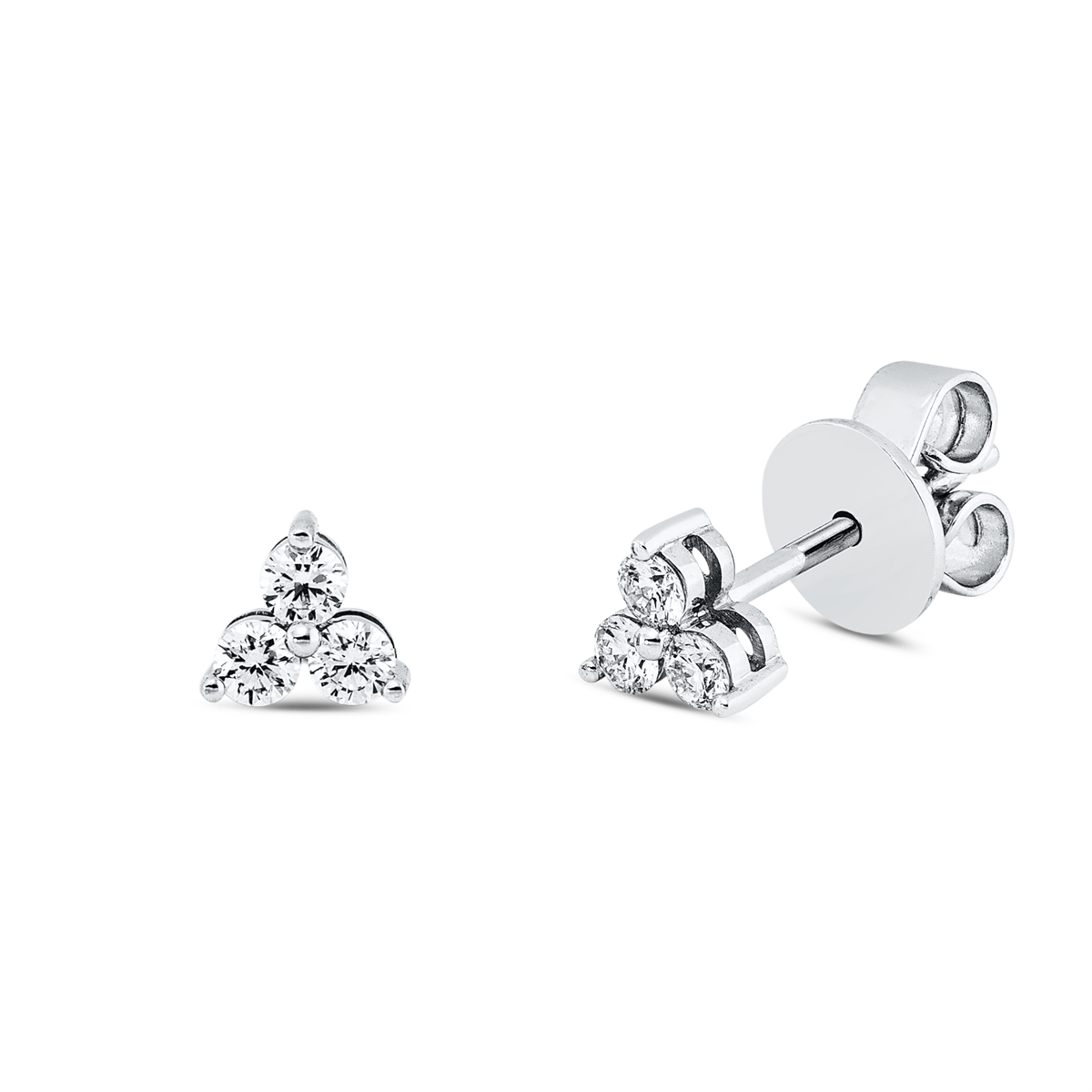 diamond full cut modern woman studs in white gold