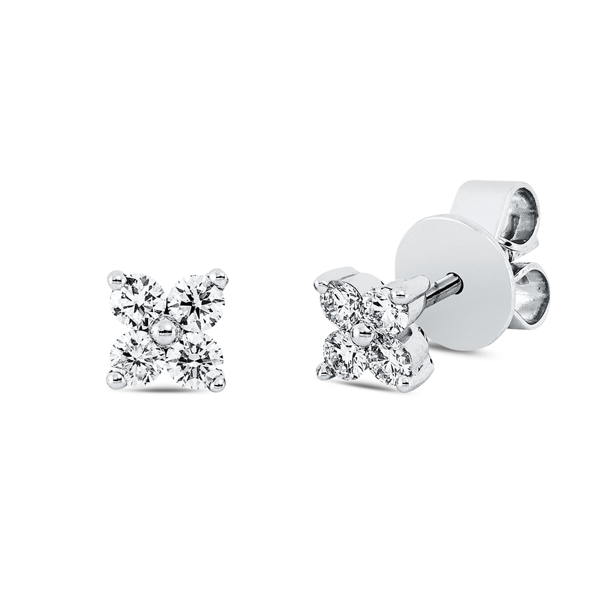 diamond full cut modern woman studs in white gold