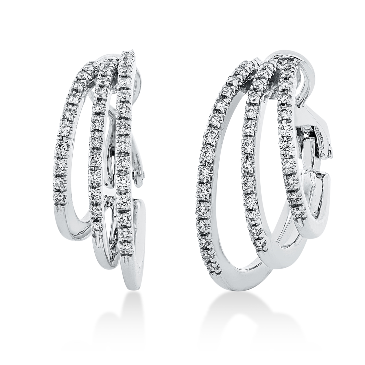diamond full cut modern woman hoops & huggies in white gold
