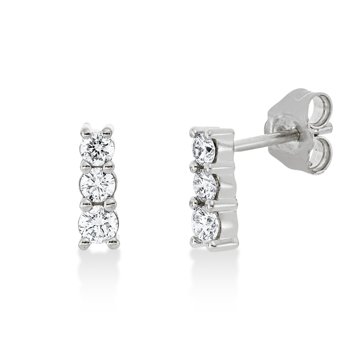diamond full cut modern woman studs in white gold