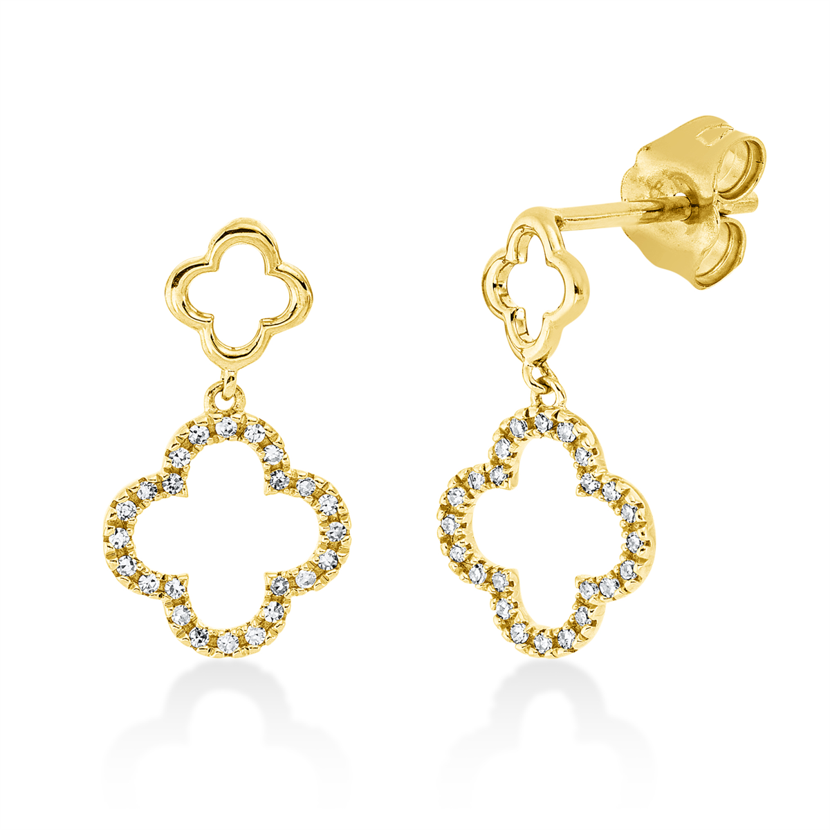 diamond single cut modern woman earrings in yellow gold