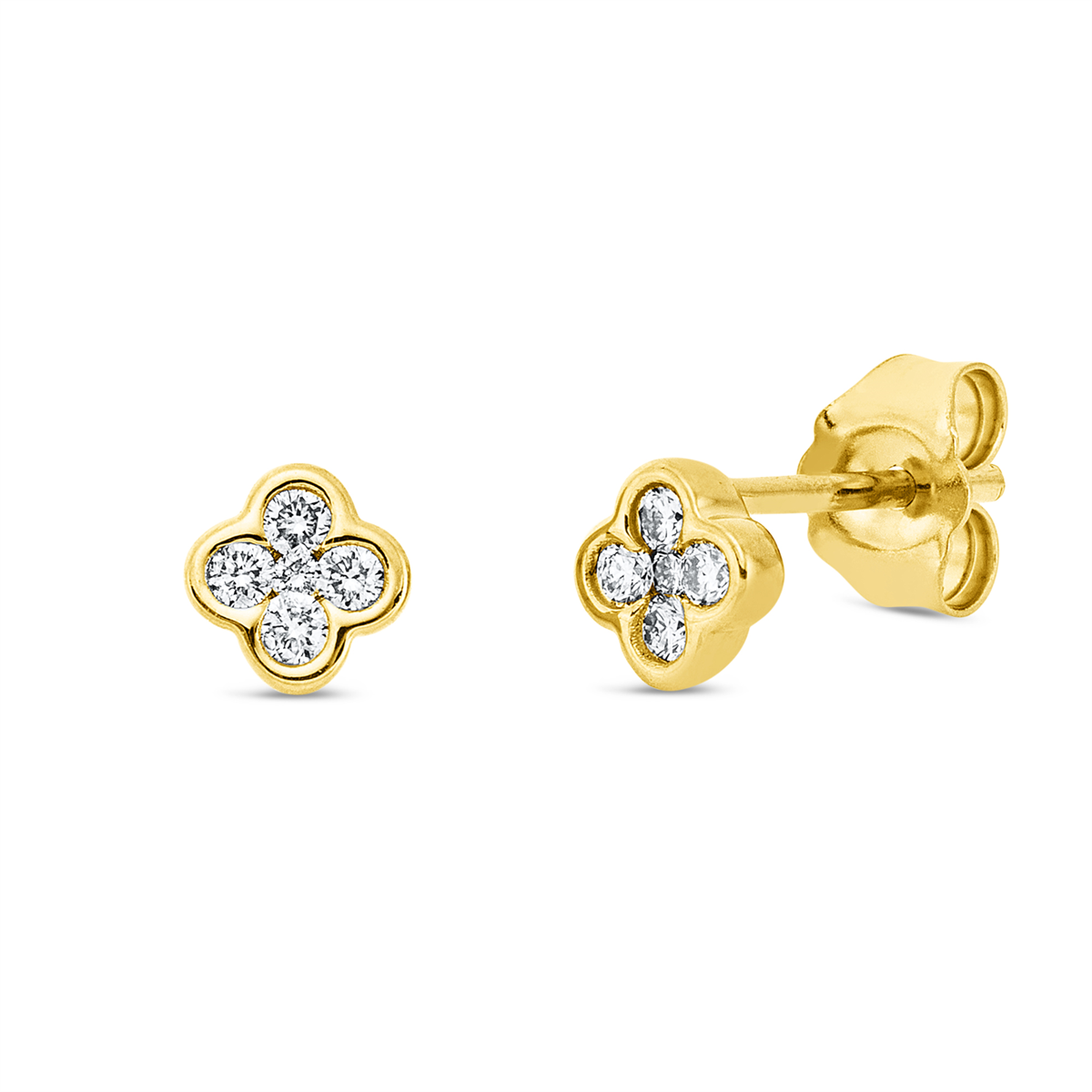 diamond full cut modern woman studs in yellow gold