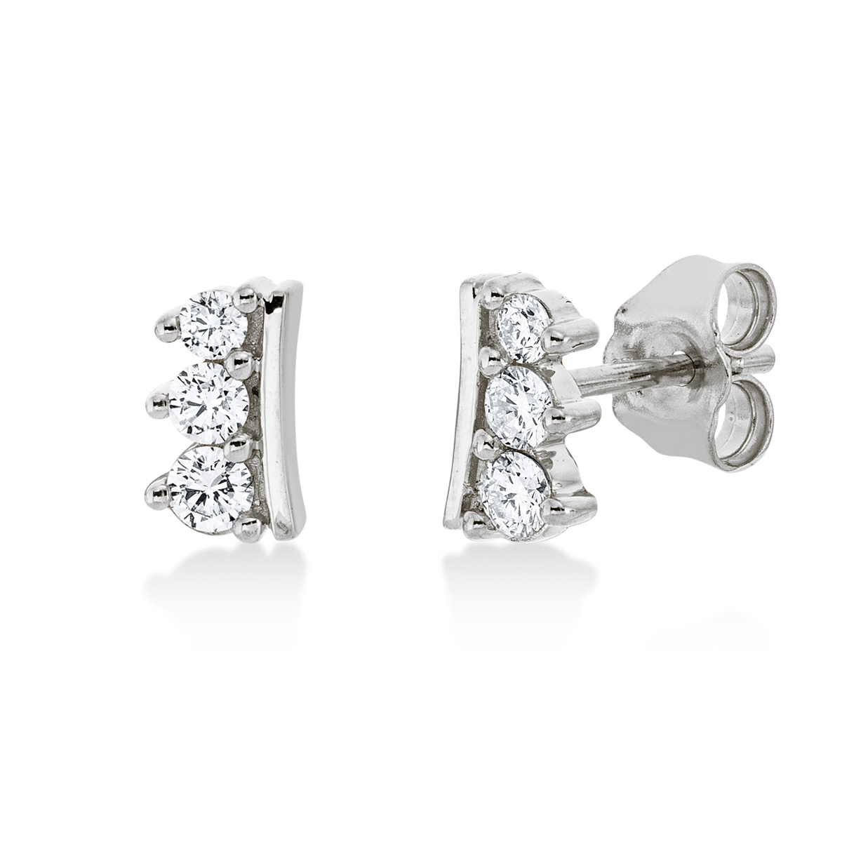 diamond full cut modern woman studs in white gold