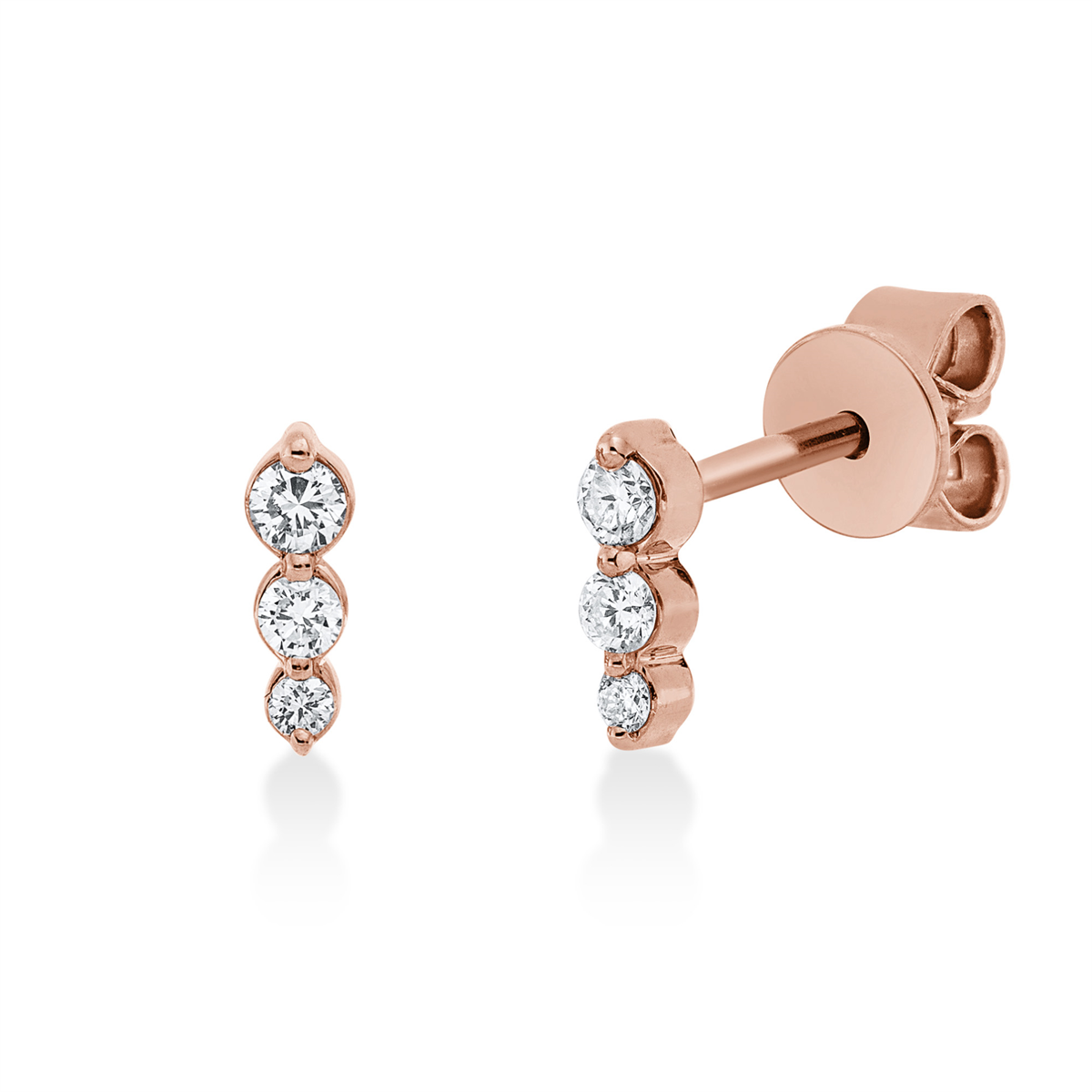 diamond full cut modern woman studs in red gold