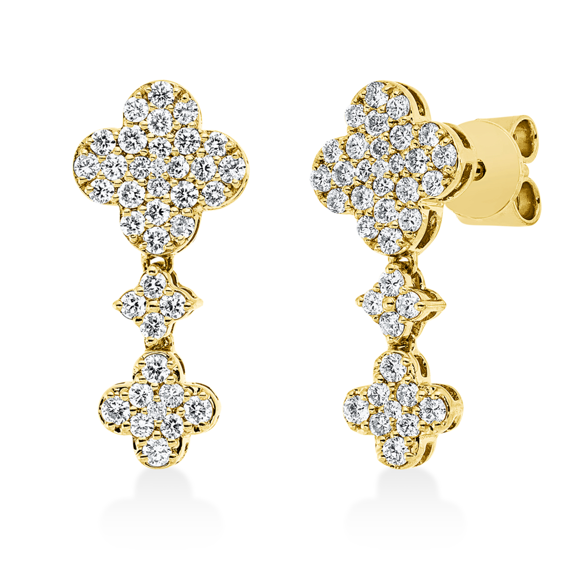 diamond full cut modern woman studs in yellow gold