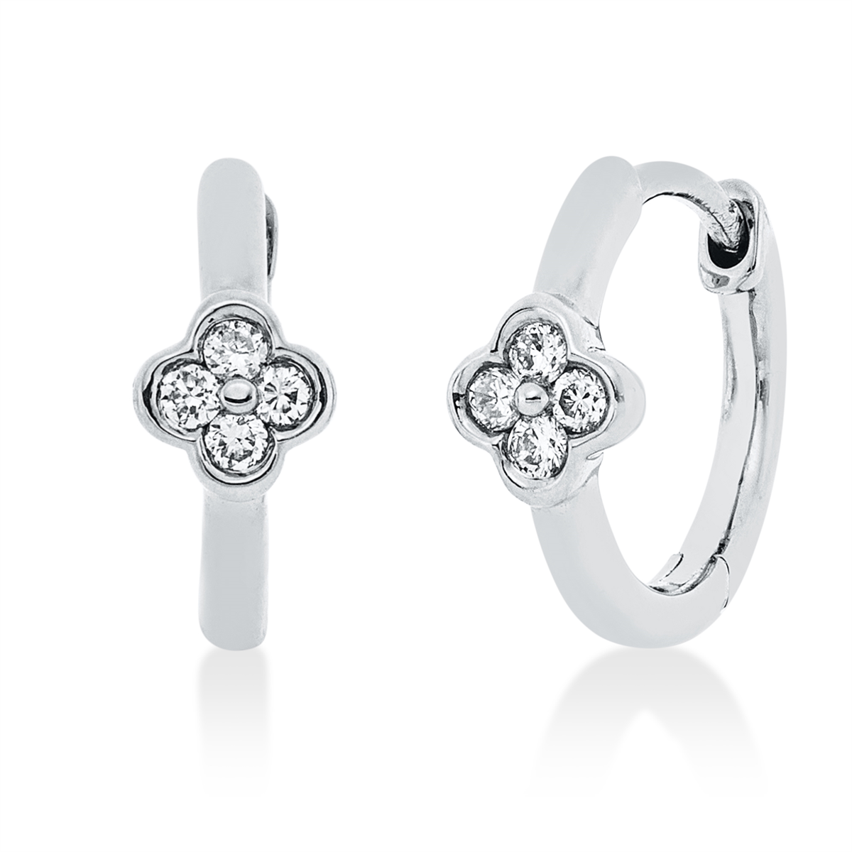 diamond full cut modern woman hoops & huggies in white gold
