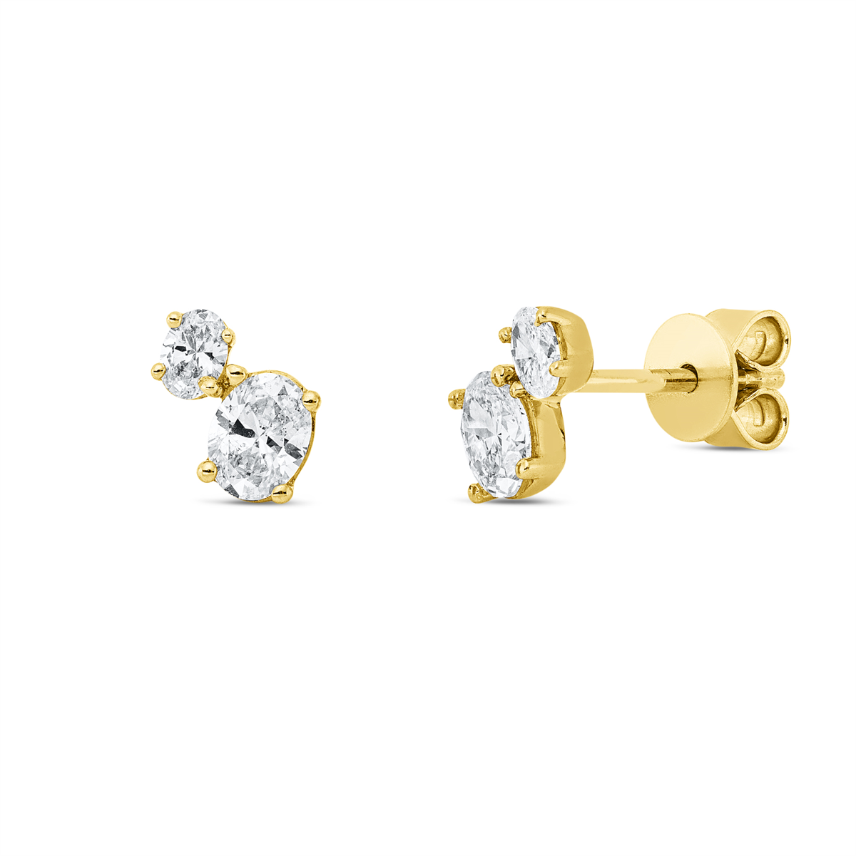oval multi-stone studs in yellow gold