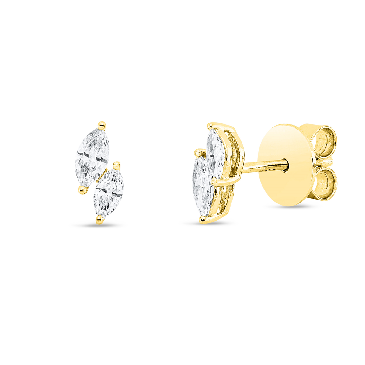 marquise modern woman studs in yellow gold