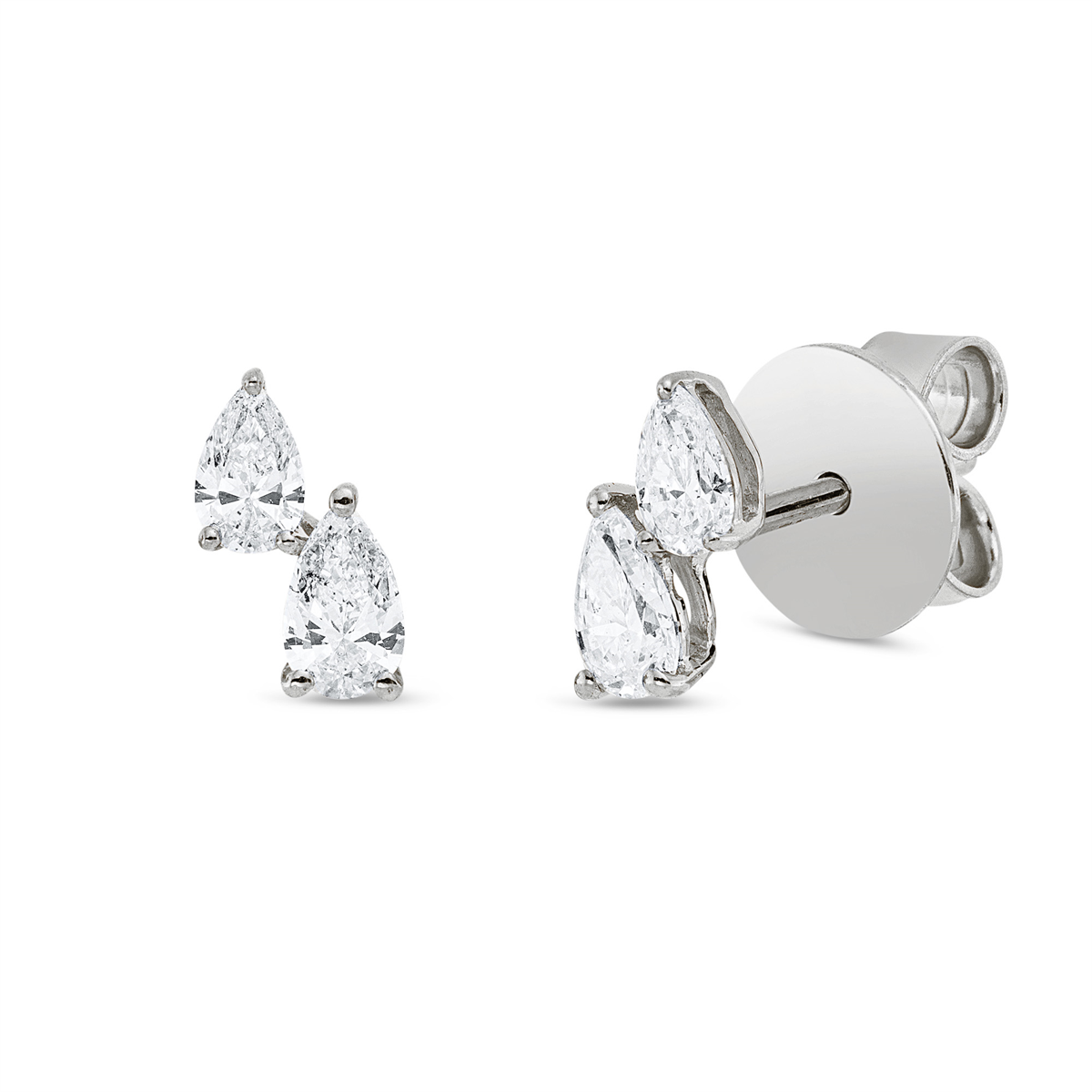 pear shape modern woman studs in white gold
