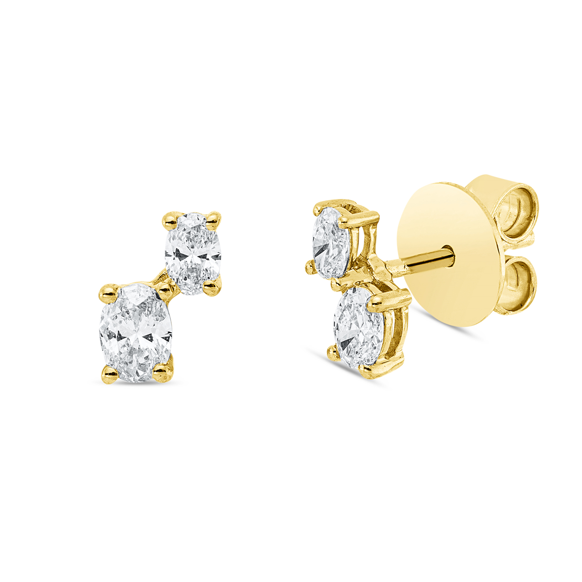 oval modern woman studs in yellow gold