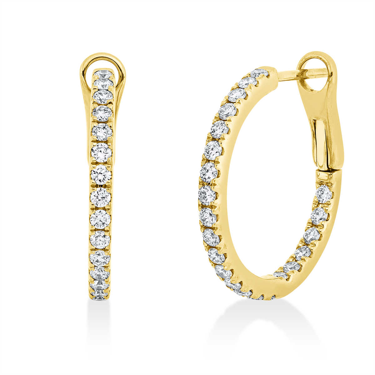 diamond full cut modern woman hoops & huggies in yellow gold
