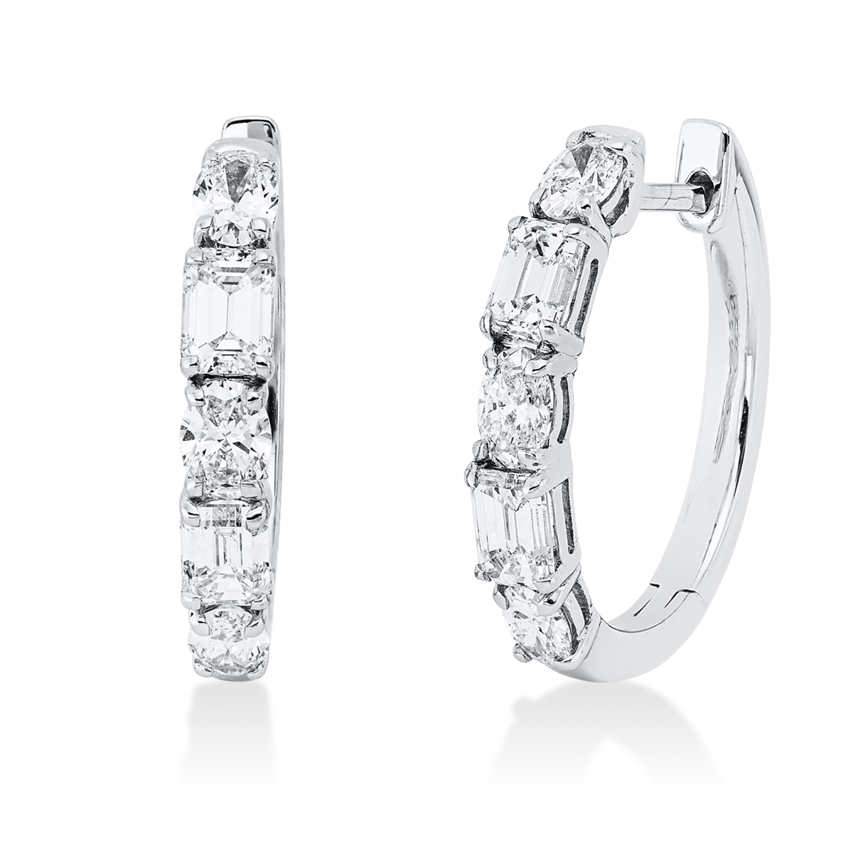 oval exclusive hoops & huggies in white gold