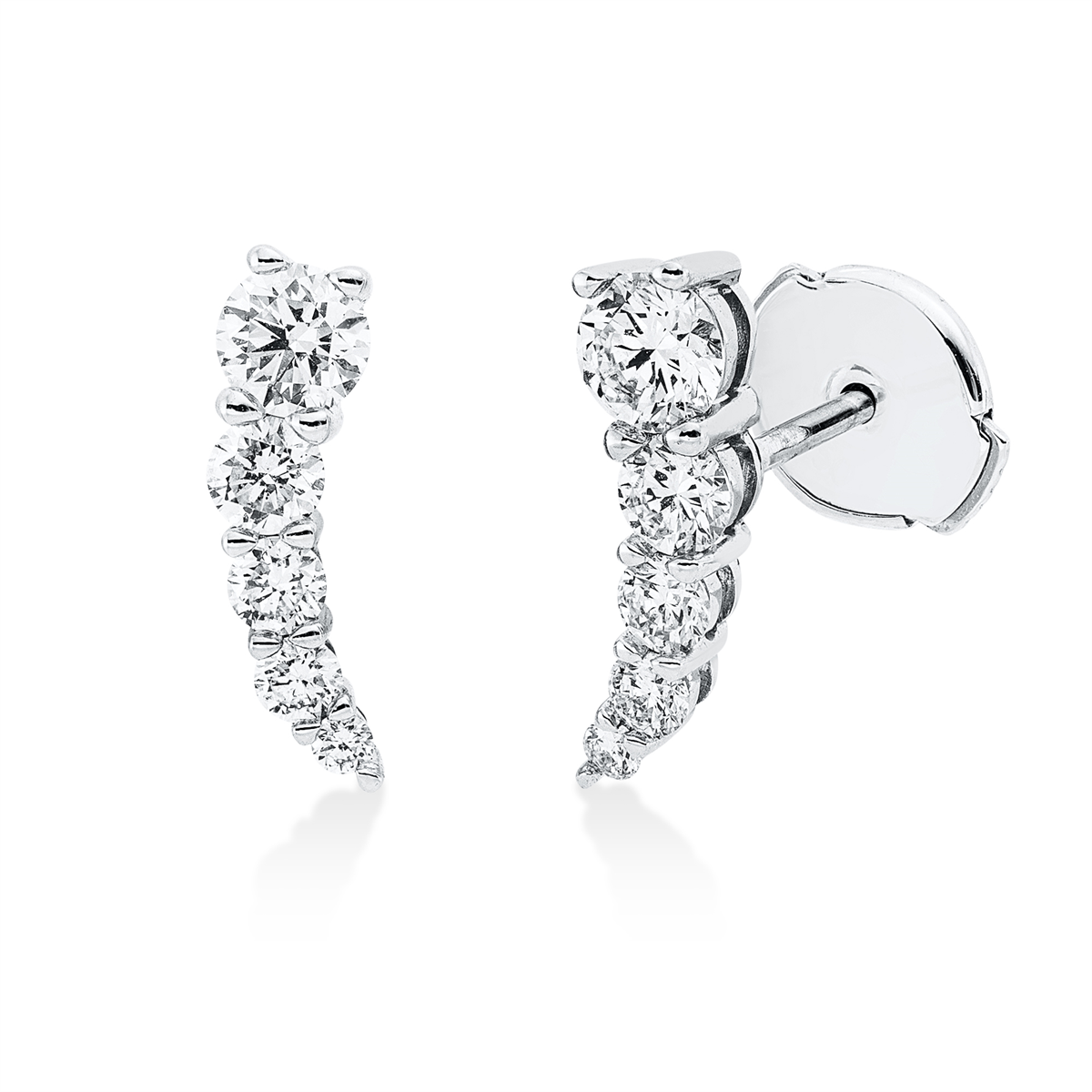 diamond full cut modern woman studs in white gold